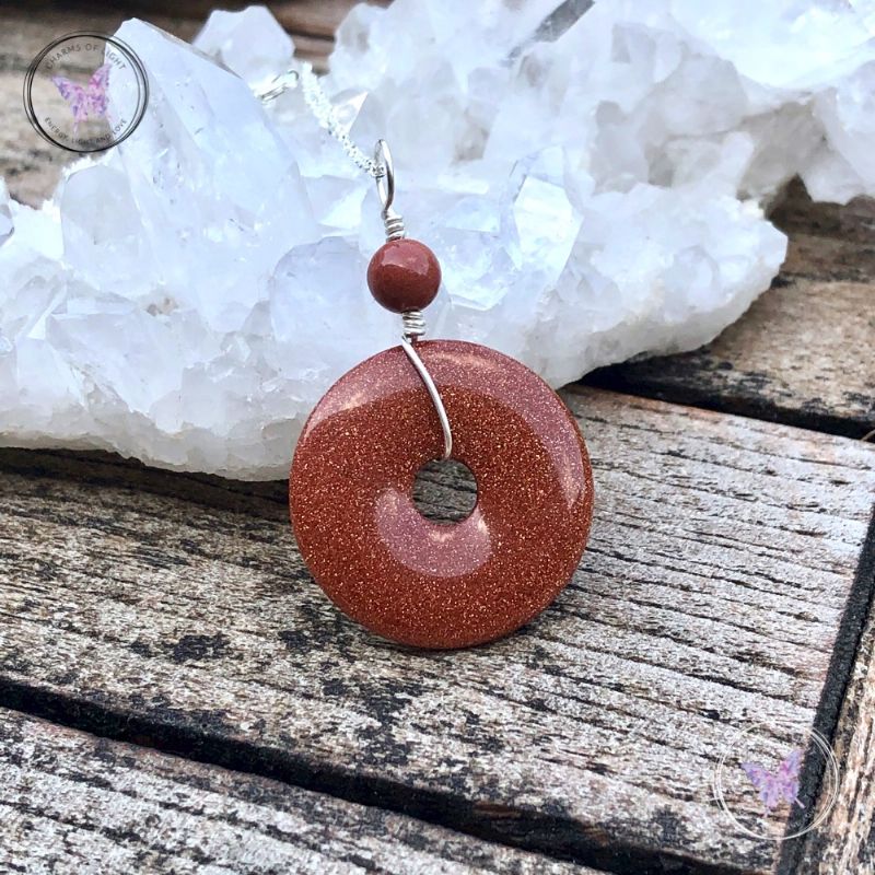 Goldstone Pi Stone Donut Pendant
